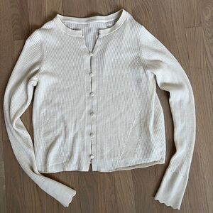 Lululemon Cashmere Scalloped Cuff Cardigan light Ivory White size M